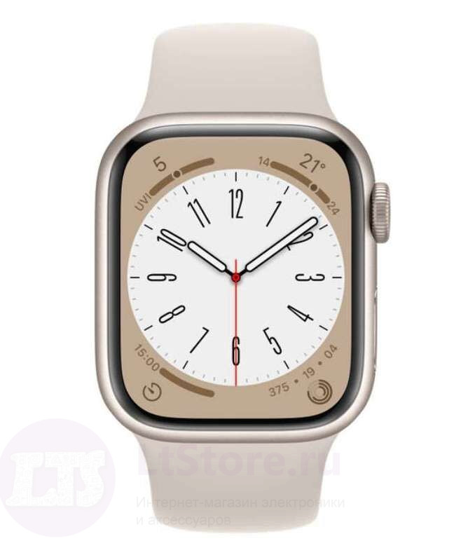 Часы Apple Watch Series 8 GPS 41mm (M/L) Silver Aluminium Starlight Sport Band